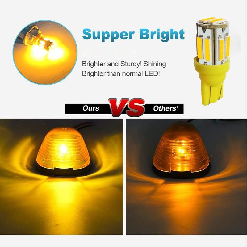 GLOFE 5X Cab Roof Marker Lights LED Amber Top Clearance Running Lights Compatible with Ford 1999-2016 F150 F250 F350 F450 F550 Super Duty Pickup Trucks SUV (5PCS, Amber Lens) - Image 3